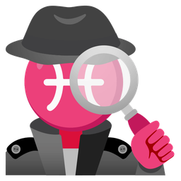 Pisces and magnifying glass tilted right