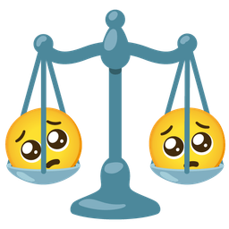 Pleading face and Balance scale