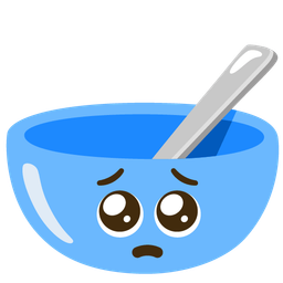 Pleading face and Bowl with spoon