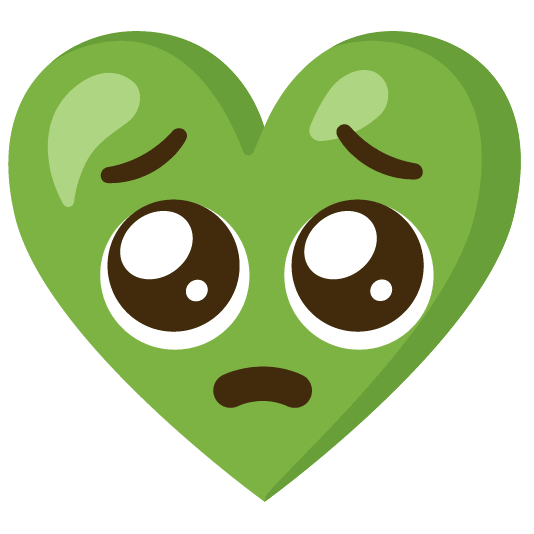Pleading face and Green heart