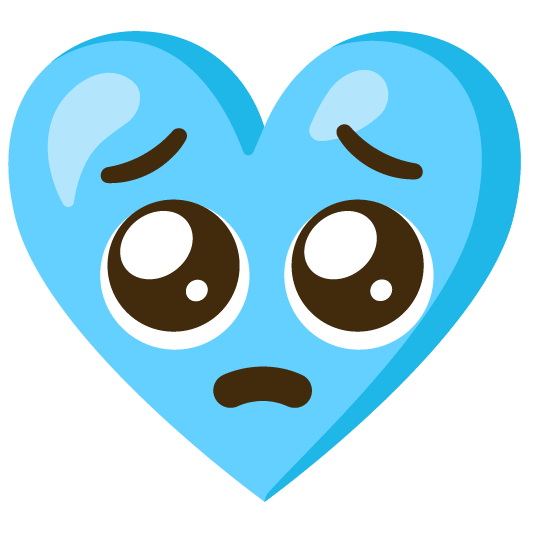 Pleading face and Light blue heart