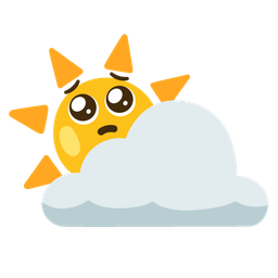 Pleading face and Sun behind cloud