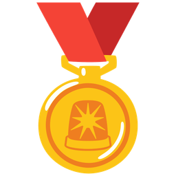 police car light and 1st place medal