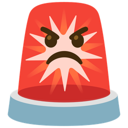 police car light and angry face