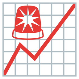 police car light and chart increasing