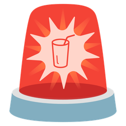 police car light and cup with straw