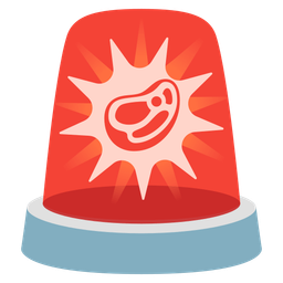 police car light and cut of meat