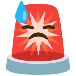 police car light and downcast face with sweat