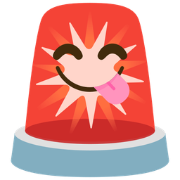 Police car light and Face savoring food