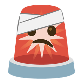 police car light and face with head-bandage