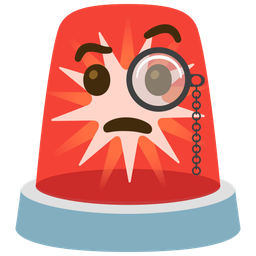 police car light and face with monocle