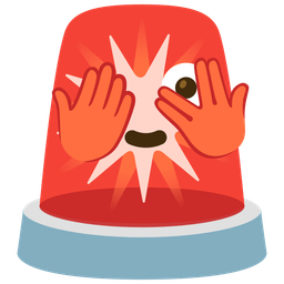 police car light and face with peeking eye