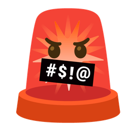 police car light and face with symbols on mouth