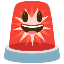 Police car light and Grinning face with big eyes