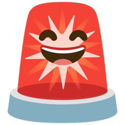 Police car light and Grinning face with smiling eyes