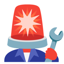 police car light and hammer and wrench