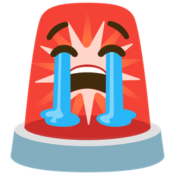 police car light and loudly crying face