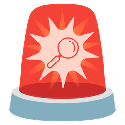 police car light and magnifying glass tilted right