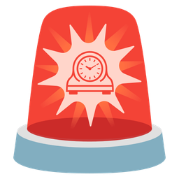 police car light and mantelpiece clock