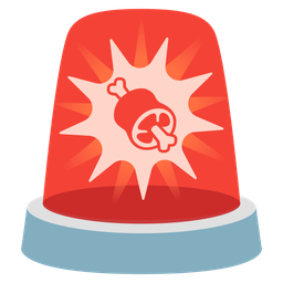 police car light and meat on bone