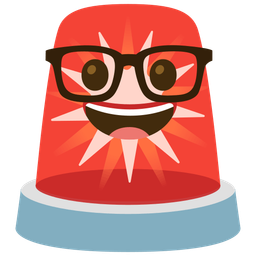 police car light and nerd face