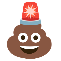 police car light and pile of poo