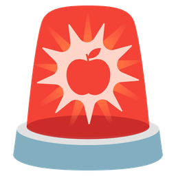 police car light and red apple