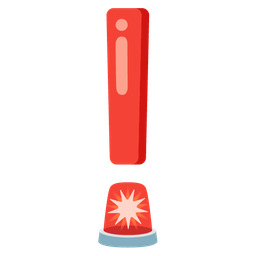 police car light and red exclamation mark