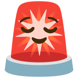 police car light and relieved face