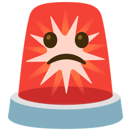 police car light and slightly frowning face