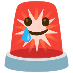 Police car light and Smiling face with tear