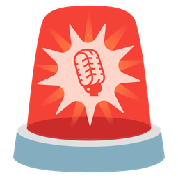 police car light and studio microphone