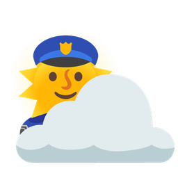 police car light and sun behind cloud