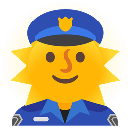 police car light and sun with face