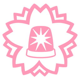 police car light and white flower