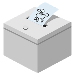 Poodle and Ballot box with ballot