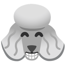 Poodle and Beaming face with smiling eyes