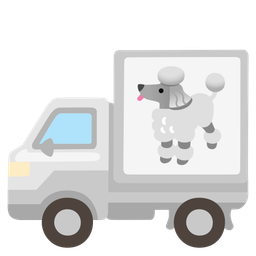 poodle and delivery truck
