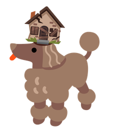Poodle and Derelict house