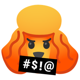 Poodle and Face with symbols on mouth