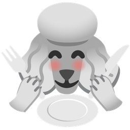 Poodle and Fork and knife with plate