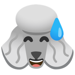 Poodle and Grinning face with sweat