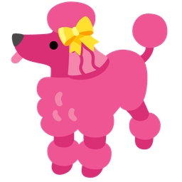 Poodle and Heart with ribbon