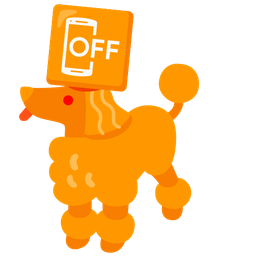 Poodle and Mobile phone off