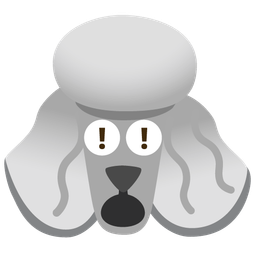 Poodle and Red exclamation mark