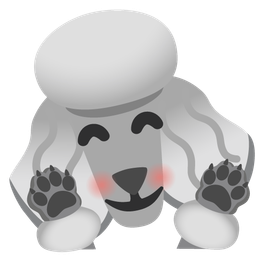 Poodle and Smiling face with open hands
