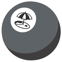 pool 8 ball and beach with umbrella