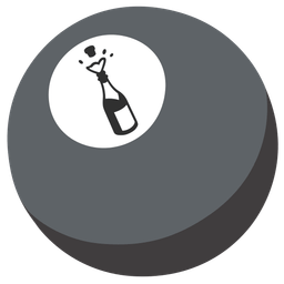 pool 8 ball and bottle with popping cork