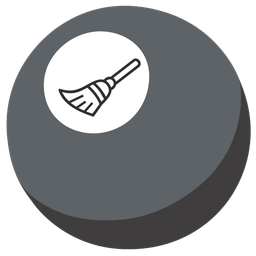 pool 8 ball and broom