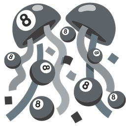 pool 8 ball and confetti ball